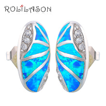 Christmas gifts for Girls Wholesale & Retail Blue Fire Opal silver color Stud Earrings Fashion Jewelry Opal Jewelry OE228 2024 - buy cheap