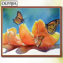 5d faça você mesmo pintura inteiramente de diamante quadrado borboleta laranja ouyijia imagem de animal de strass mosaico flor bordado com miçangas venda 2024 - compre barato