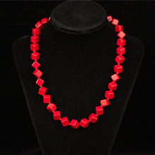 AMOURJOUX Ethnic Red Natural Stone Square Shaped Chain Choker Necklaces For Women Female Bohemian Jewelry 2024 - buy cheap