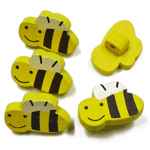20PCs 30PCs 50PCs Yellow Painting Cartoon Bee Shank Wooden Buttons Sewing Scrapbooking For Kids Clothes Handmade Wood Button 2024 - buy cheap