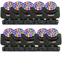 Luzes de led rgbw 4 em 1 com 10 lâmpadas, zoom de 10 lâmpadas, 19x15w, luz móvel, visão de abelha, palco profissional, dj, disco, dmx, iluminação 2024 - compre barato