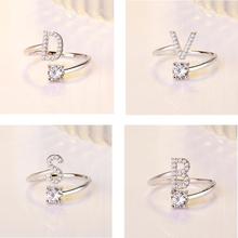 Everoyal Charm Lady Silver Plated Rings For Women Jewelry Trendy Crystal Letter Silver Plated Rings Girls Engagement Party Bijou 2024 - buy cheap