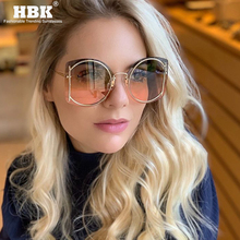 HBK Gradient Rimless Sunglasses Women Summer Travel Essential Sun Glasses Driving Superstar Luxury Brand Female Shades UV400 2024 - buy cheap