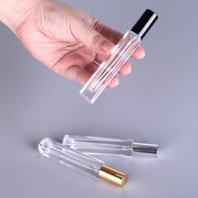 10pcs/lot 10ml Clear Mini Sample Refillable Perfume Spray Glass Atomizer Bottle With Black Golden Silver Lid 2024 - buy cheap