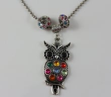 Colorful Rhinestone Owl Necklace Pendant Charms Vintage Silver Choker Collar Statement Necklace For Women Gifts HOT DIY Z387 2024 - buy cheap
