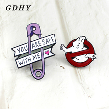 GDHY Ghostbusters Ghost pins And Safety pin Brooch White Ghost Movie Logo Enamel Pin Badges Halloween Jewelry pins For Women 2024 - buy cheap