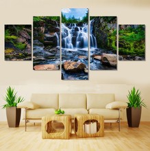 Pintura de diamante 5 d Diy, paisaje de cascada, mosaico de punto de cruz, decoración del hogar, bordado completo de diamantes cuadrados, 5 piezas 2024 - compra barato