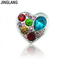 Fashion 3 Color Rhinestone Heart Metal 19mm Snap Button Clasp Interchange Jewelry Findings Free Shipping 2024 - buy cheap