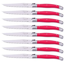 9'' Laguiole Steak Knives set Stainless Steel Dinner Knife Red Plaastic Restaurant Tableware Kitchen Cutlery Christmas 6-10pcs 2024 - buy cheap