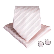 DiBanGu 2019 Fashion Pink Striped Tie 100% Silk Necktie High Quality 8cm Men's Ties Business Wedding Party Tie Set SJT-7004 2024 - buy cheap