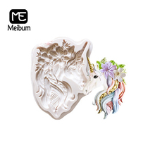 Meibum-Molde de silicona con forma de unicornio y caballo, herramientas para hornear, pasta de goma de Fondant, para pastel de Chocolate 2024 - compra barato