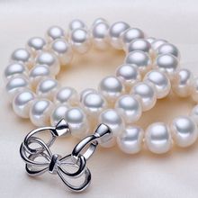 ASHIQI 10-11mm Big white Natural Freshwater Pearl Necklace For Women Pearls jewelry gifts 2024 - buy cheap