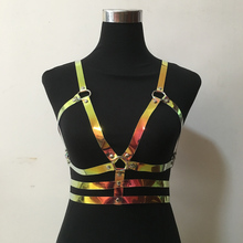 New Sexy Women suspender Rainbow PVC harajuku gothic lingerie holographic harness for Chest 2024 - buy cheap