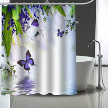 Cortina de chuveiro de borboleta personalizada com ganchos de plástico cortinas de banho de tecido moderno decoração para casa personalizado sua imagem 2024 - compre barato