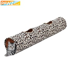 Pet 2 Holes Leopard Fun Playing Tunnel Cat Rabbit Collapsible Bulk Tunnel Dog Collapsible Toys Kitten Pet Long With Ball Tunnel 2024 - buy cheap