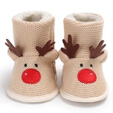 Jlong Christmas Deer Winter Warm Babyborns Lovely Shoes First Walkers Baby Boy Shoes Sweaters Boots Booty Forborn 2024 - buy cheap