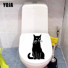 Yoja adesivo de parede vaso sanitário fofo de gato decalque para decoração de casa de gatos, animais de estimação 2024 - compre barato
