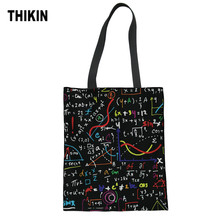 THIKIN Mathematical Formula Doodle Pattern Canvas Handbag Women Shoulder Bag Girls Personalized Ladies Printing Top-handle Bags 2024 - buy cheap
