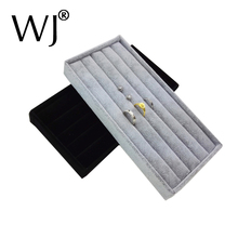 Bandeja de exhibición de Joyas de terciopelo portátil, soporte, caja de almacenamiento organizadora de presentación, 11x22cm 2024 - compra barato