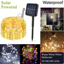 Christmas Solar Powered Copper String Lights Outdoor LED Fairy Light Garden Solar Lamp Waterproof Holiday Wedding Decoration 2024 - buy cheap