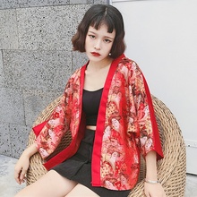 Кимоно женское в японском стиле, кардиган-рубашка для косплея, юката, летнее пляжное, TA946, 2018 2024 - купить недорого