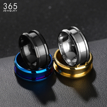 Anéis com ranhuras de aço inoxidável 8mm, anéis masculinos pretos blu, joias masculinas com dropshipping, venda imperdível 2024 - compre barato