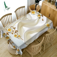 Crema satén 3D de mesa decorativa de tela de lino de algodón mantel para mesa de comedor para cocina decoración para el hogar 2024 - compra barato