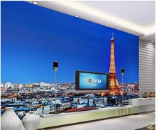 Papel tapiz 3d con foto personalizada, arquitectura europea de noche, torre de París, decoración del hogar, sala de estar, murales de pared 3d, papel tapiz para paredes 3 d 2024 - compra barato