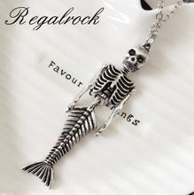 Regalrock Ocean Mermaid Skull Skeleton Pendant Necklace 2024 - buy cheap