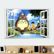 My Neighbor Totoro 3d Window Wall Stickers For Kids Room Home Decoration Movie Animals Mural Art Cartoon Wall Decals Poster 2024 - buy cheap