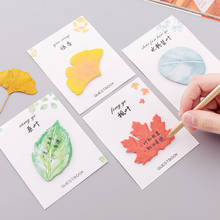 Cute Kawaii Emulate leaves Self-Adhesive Memo Pad Sticky Notes Bookmark Students Stationery Office School Supplie 2024 - buy cheap