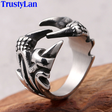 TrustyLan Gothic Dragon Claw Ring Men 316L Stainless Steel Punk Rock Rings For Men Hip-Hop Biker Jewelry Dropshipping Rings 2024 - buy cheap