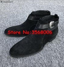 Botas de estilo urbano para hombre, zapatos planos informales a la moda, estilo chelsea, con hebilla de metal y Correa, para primavera y otoño, gran oferta 2024 - compra barato