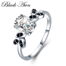 Preto awn moda anéis para mulher clássico 925 prata esterlina fina jóias oval bague para feminino anel de casamento bijoux cc034 2024 - compre barato