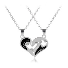 Black Hollow Puzzle Heart I LOVE YOU Pendant Necklace Exquisite Girl friends Friendship Jewelry Gift Dropshipping 2024 - buy cheap