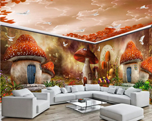 beibehang Super beautiful dream children's wallpaper mushroom house forest full house custom background wall papers home decor 2024 - buy cheap