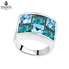 Dan's element 6 cores cristais austrianos reais anel de moda geométrica para mulheres novo 107420 azul 2024 - compre barato