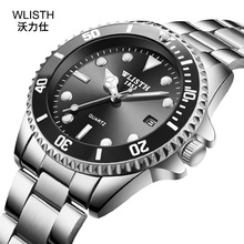Wlisth relógio de pulso masculino de aço inoxidável, relógio de quartzo esportivo e autêntico da moda, pulseira à prova d'água para negócios, 2019 2024 - compre barato