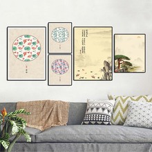 Impresión para decoración del hogar lienzo pintura de pared pinturas de arte dibujos estilo pintura al óleo sin marco flores de estilo chino para sala de estar 2024 - compra barato