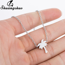 Shuangshuo Fashion Choker Necklace Coconut Tree Plant Necklaces Pendants Chain Gold Palm Tree Necklaces Stainless Steel Jewelry 2024 - buy cheap