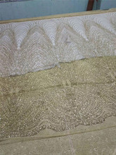 Gold color Amazing Glued Glitter tulle fabric for party dress H-1929 Nice looking glitter net Lace Fabric for wedding decoration 2024 - buy cheap