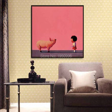 High Skills Artist 100%Hand-painted Abstract Pig And Girl Picture  Oil Painting On Canvas Girl  Painting For Office Decoration 2024 - buy cheap