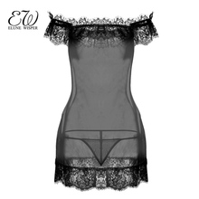 EW Sexy Lingerie Erotic Transparent Lace Dress Perspective G-String Hollow Out Women's Underwear Erotic Babydoll Sexy Costumes 2024 - buy cheap