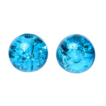 DoreenBeads-Cuentas redondas de cristal craquelado azul, abalorios de 6mm, 200 Uds. (B04183) 2022 - compra barato