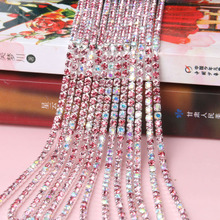 5yard/piece mix pink color Glass Crystal sew on rhinestones Chain silvery bottom Diy Clothing accessories SIJISHUIZUAN 2024 - buy cheap