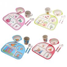 5Pcs/set Baby Bamboo Fiber plate 4 Slots Children Tableware Dishes Dinnerware Infant Dishes Bowl Cup Plates Sets baby feeding 2024 - buy cheap