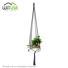 Rural cotton knitted plant hanger hanging planter basket colorful rope 4 legs Plant Hanger 6 Colors 2024 - buy cheap
