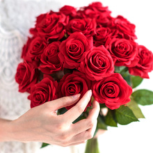 Искусственные красные розы 10 шт./партия, латексные цветы на ощупь, Искусственные Силиконовые розы, украшение для дома, свадебвечерние ринки 2024 - купить недорого