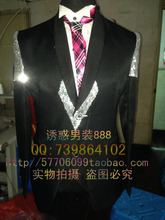 S-XXXL ! Men's new fashion Slim formal dress black paillette customize plus size suit singer costumes coat clothing 2024 - buy cheap