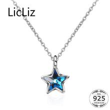 Licliz pentagrama colar azul cz pingente colar feminino 925 colar de prata gargantilha colar moda jóias presente colar ln0357 2024 - compre barato